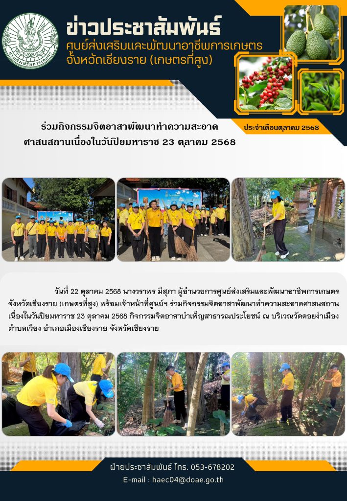 ร่วมกิจกรรมจิตอาสาพัฒนาทำความสะอาดศาสนสถาน เนื่องในวันปิยมหาราช 23 ตุลาคม 2568